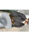 Füme Çizgili Kısa Bomber Ceket