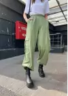 Haki Kargo Cep Gabardin Paça Latikli Pantolon