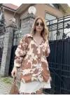Kahve Bej Desenli Salaş Gömlek