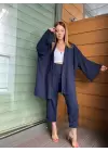 Lacivert ayrobin kimono takım