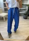 Mavi Beyaz Çizgili Salaş Pantolon