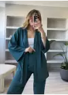 Petrol Gofre Kimono Takım
