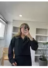 Siyah Crop Pantolon Bürümcük Takım