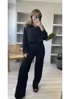 Siyah Crop Pantolon Bürümcük Takım