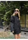 Siyah Kaşe Bomber Ceket