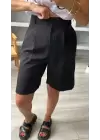 Siyah Krep Kumaş Şort