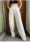 Taş Kemer Detaylı %100 Keten Pantolon