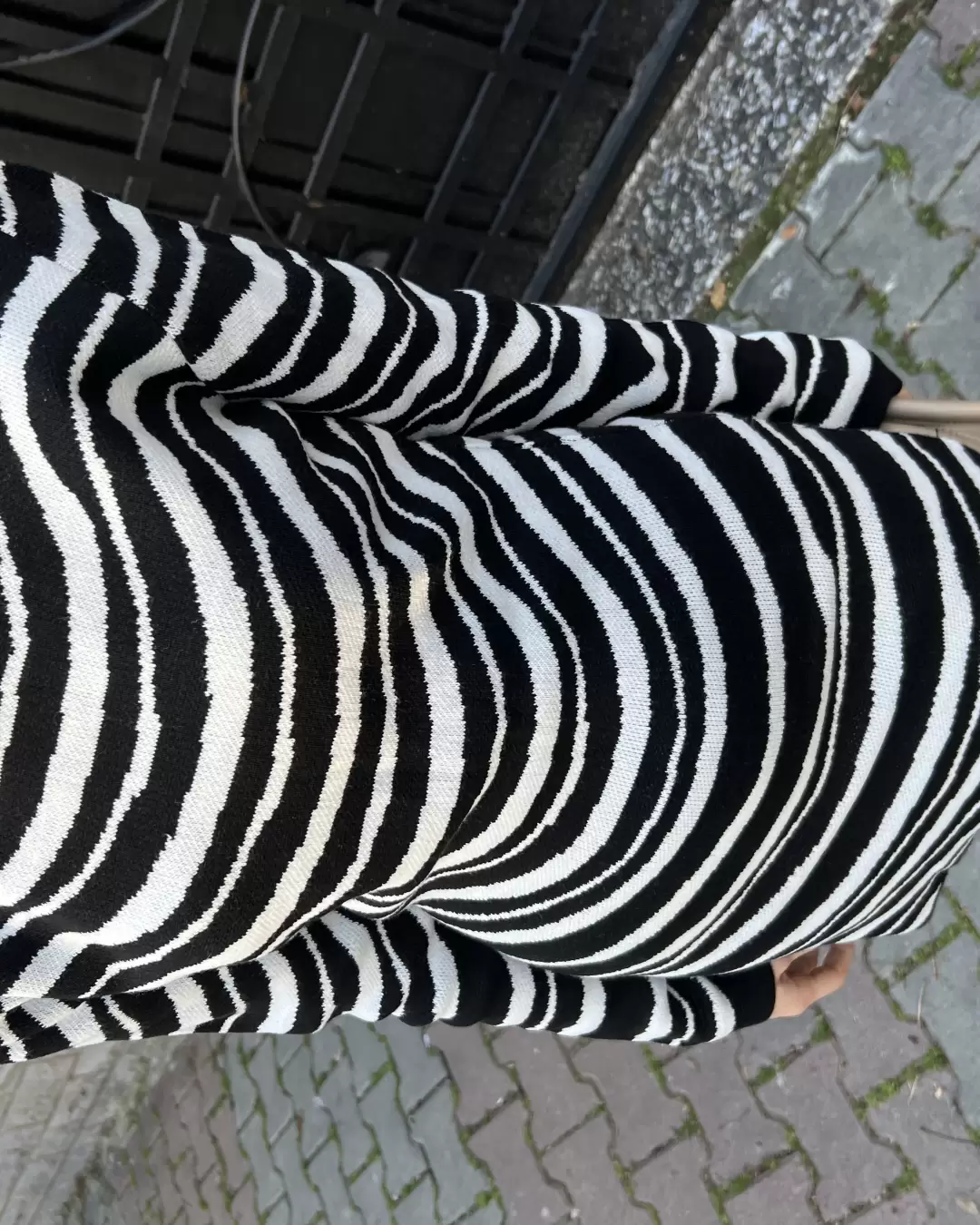 Siyah Zebra Çelik Örme Elbise