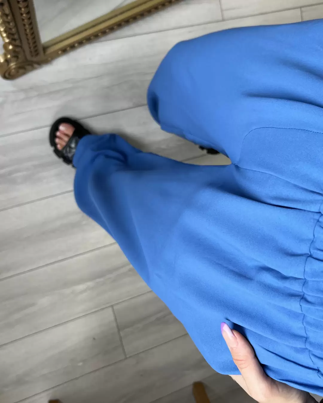 Mavi Beli Lastikli Salaş Pantolon