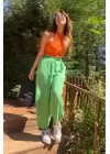 NEON YEŞİL ŞALVAR MODEL KETEN PANTOLON