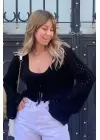 SİYAH AJURLU YUMUŞAK KISA HIRKA