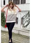 SİYAH FİTİLLİ YIRTMAÇ DETAYLI TAYT