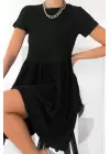 Siyah Gofre Elbise