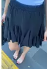 Siyah Volanlı Mini Etek