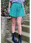 YEŞİL ÇİÇEKLİ MİNİ ŞORT ETEK