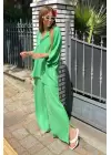 YEŞİL V YAKA PANTOLONLU GOFRE TAKIM