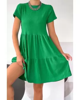 Yeşil Gofre Elbise