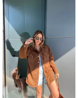 Taba Süet Yumuşak Dokulu Gömlek