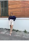 Bej Leopar Kuşaklı Şort