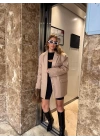 Kahve İki Düğmeli Balık Sırtı Kaşe Ceket