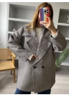 Kahve Balıksırtı Oversize Kaşe Kaban