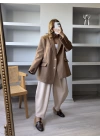 Kahve İki Düğmeli Balık Sırtı Kaşe Ceket