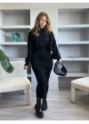 Siyah Triko Kazaklı Elbise Takım