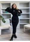 Siyah Triko Kazaklı Elbise Takım