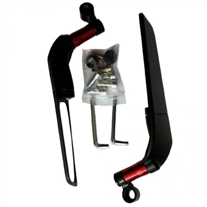 H2 Katlanır Ayna Takımı Gidon Bağlantılı 8/10 mm Kırmızı