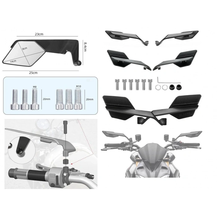 Honda Pcx H2 Katlanır Kanatlı Ayna Takımı Gidon Bağlantılı