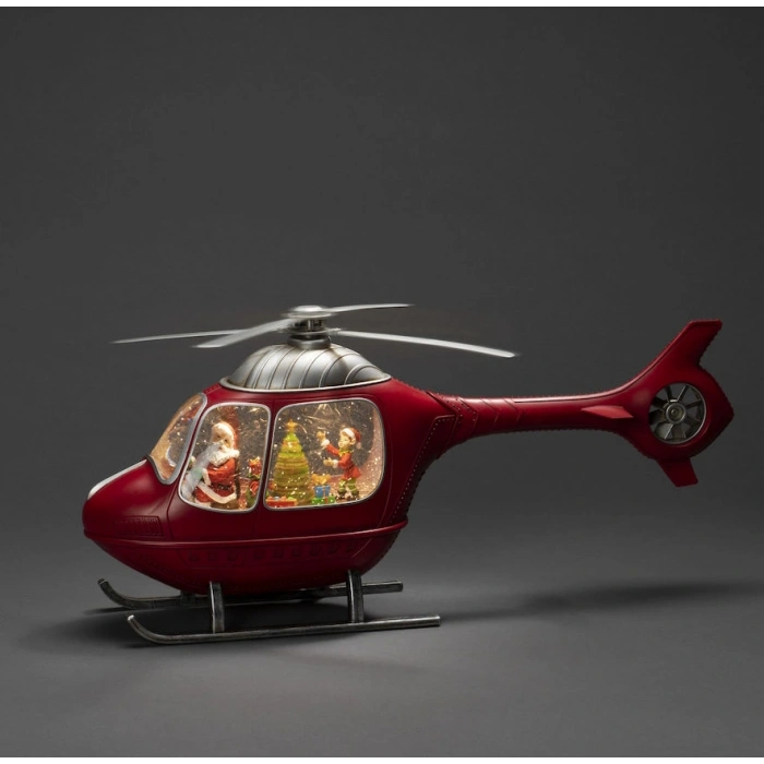Helikopter Tasarımlı Işıklı Müzikli Kar Küresi