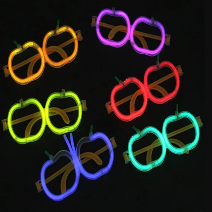 Karanlıkta Parlayan Neon Fosforlu Elma Gözlük Seti - 12 Adet
