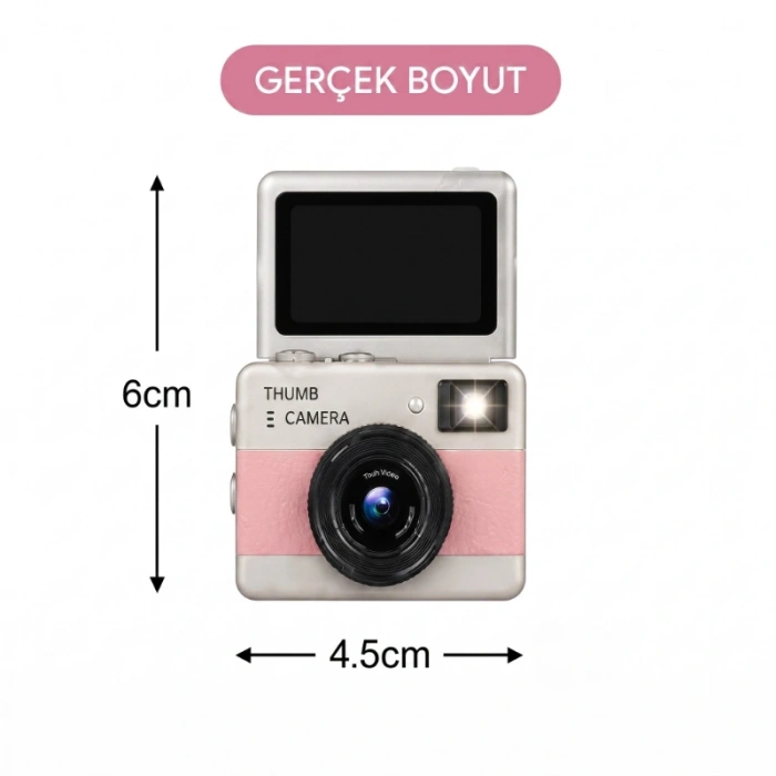 Mini Dijital Retro Kamera - Dönebilen Ekran - Flaşlı