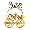 Bride Yazılı Taç ve Bride To Be Yazılı Gözlük Seti - Altın Renk