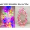 Kalp Püsküllü 3 Modlu LED Işıklı Taç Pembe Renk