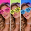 Retro Neon Fosforlu Kalp Panjur Gözlük - 12 Adet