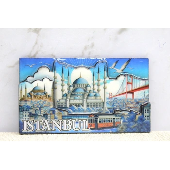 Ahşap İstanbul Temalı Magnet - Model 12