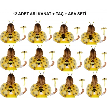 Okul Gösterileri için Arı Seti 12 Adet - Taç, Kanat, Asa