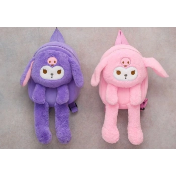 Peluş Işıklı Oynar Kulaklı Kuromi Sırt Çantası