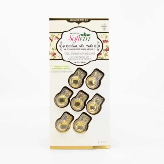 Softem Gül Yağlı ve E vitaminli Cilt Bakım Kapsülü Bir haftalık Kür Bakım