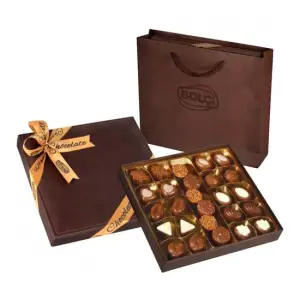 Bolçi Deri Kahverengi Hediye Çikolata Kutu 330gr