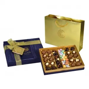 Bolçi Saten Lacivert Hediye Çikolata Kutu 500gr