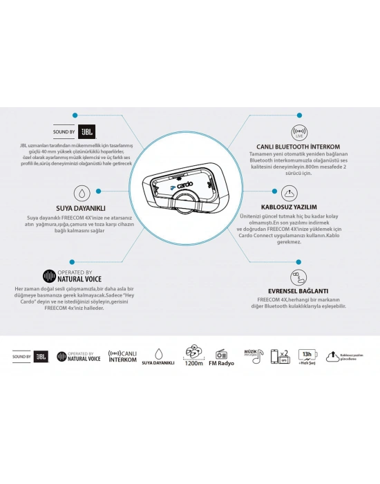 CARDO FREECOM 4X JBL BLUETOOTH VE INTERCOM (İKİLİ PAKET)