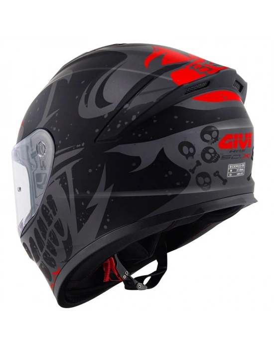 GIVI 50.X BONES MAT SİYAH-KIRMIZI KASK