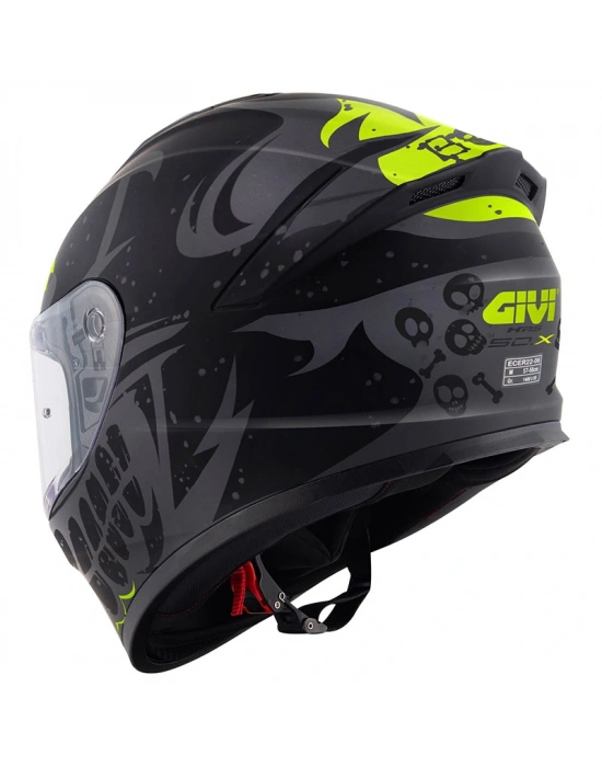 GIVI 50.X BONES MAT SİYAH-NEON SARI KASK