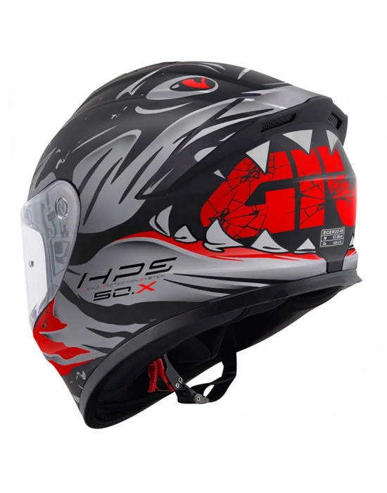 GIVI 50.X SHARKBITE MAT SİYAH-GRİ-KIRMIZI KASK