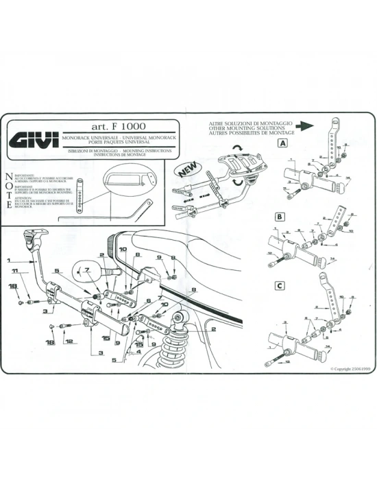GIVI 1000F UNIVERSAL MONORACK ARKA ÇANTA TAŞIYICI