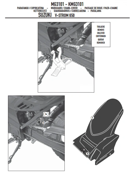 GIVI MG3101 SUZUKI DL 650 V-STROM (11-16) ZİNCİR MUHAFAZA VE ÇAMURLUK
