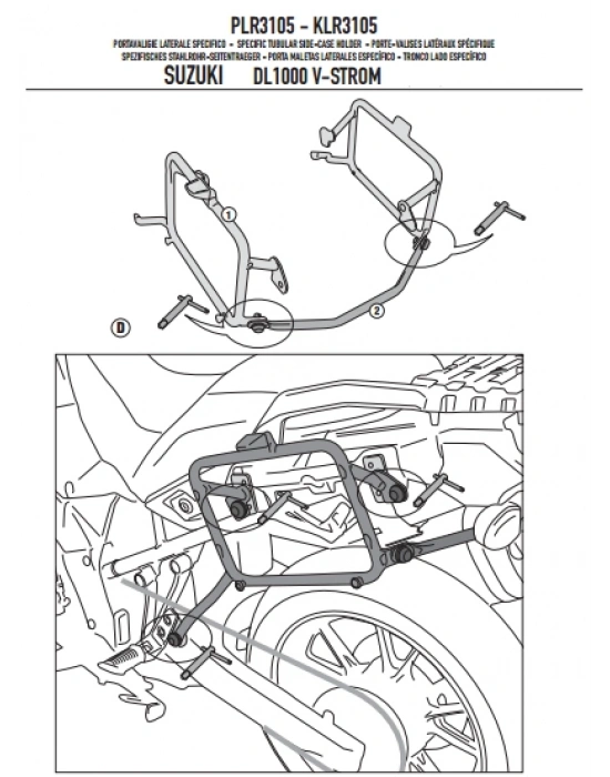 GIVI PLR3105 SUZUKI DL 1000 V-STROM (14-19) YAN ÇANTA TAŞIYICI