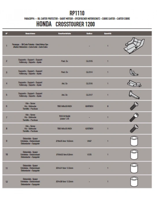 GIVI RP1110 HONDA VFR 1200X CROSSTOURER (12-19) KARTER KORUMA